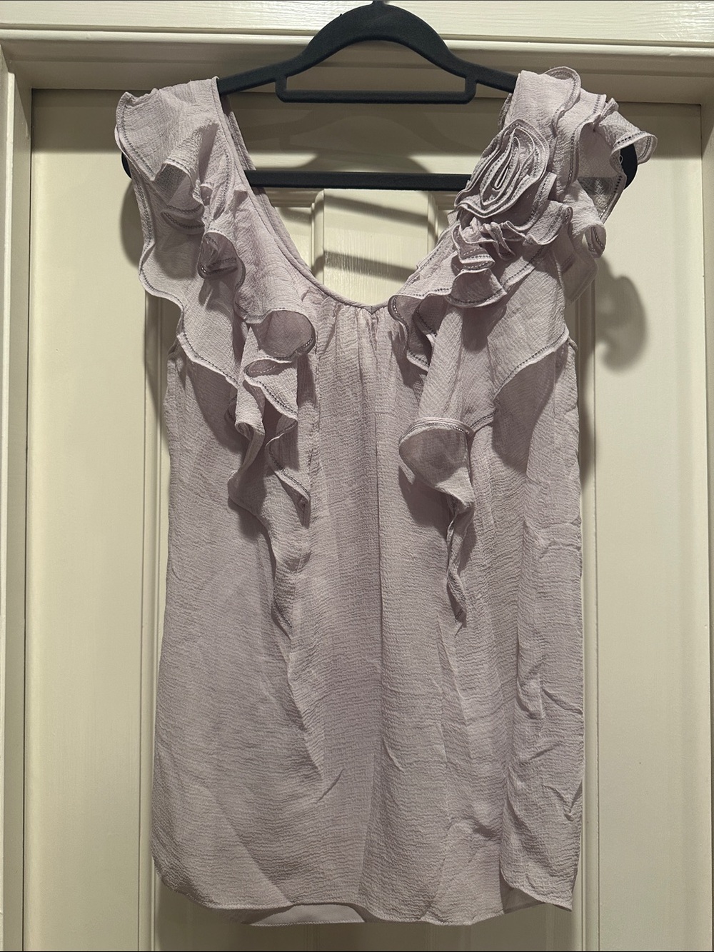 Rebecca Taylor Lilac Ruffle-Trim Sleeveless Camisole